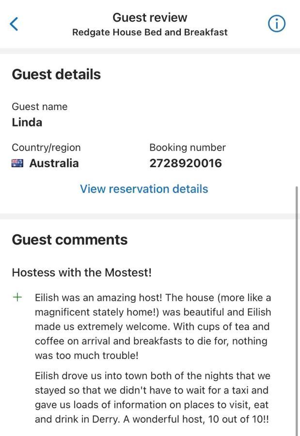 Redgate House Bed & Breakfast Londonderry Kültér fotó